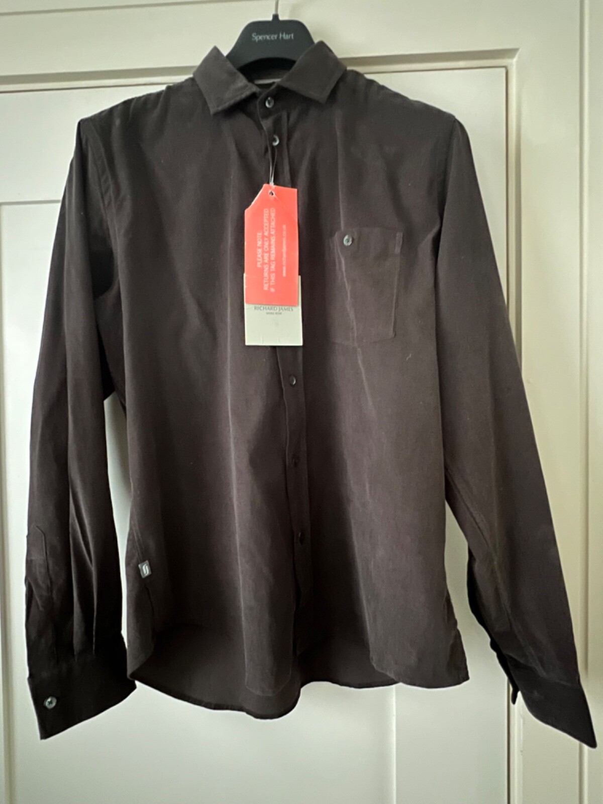 FILA Camicia Richard James Savile Row 16 5 pollici nuova velluto a coste marrone Needlecord