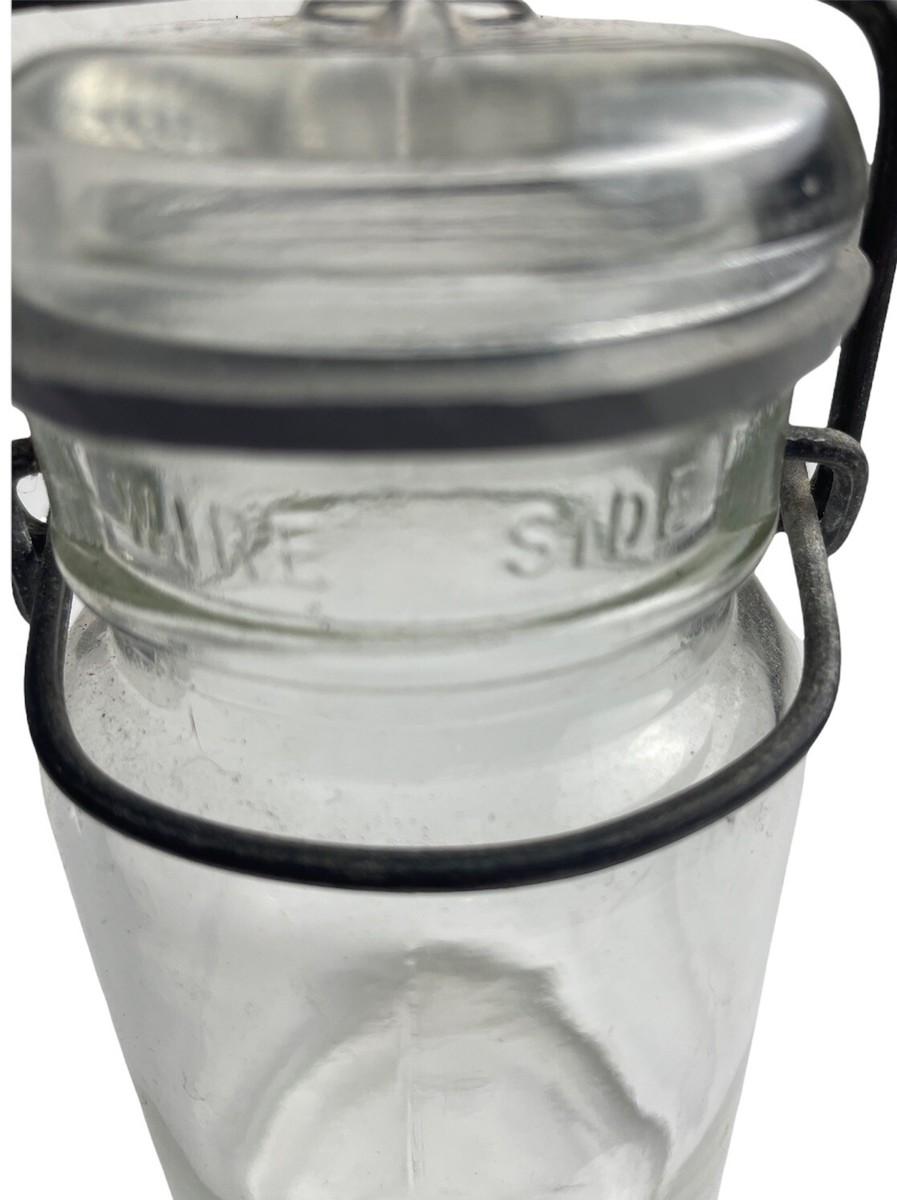Vintage Glass Mason Jar With Glass Lid Wire Clamp Closure 1780
