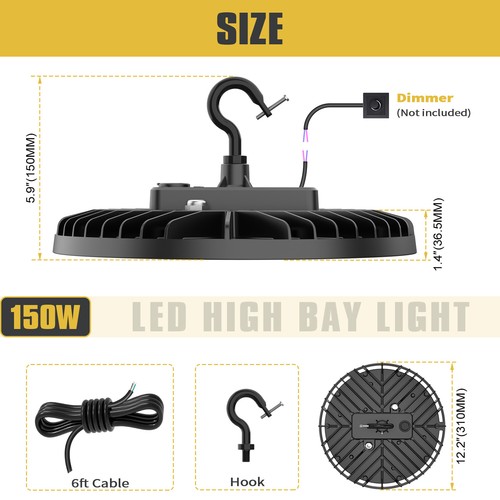 150 Watt LED UFO Light Warehouse Workshop Factory High Bay Lighting Lamp DLC UL - Picture 2 of 10