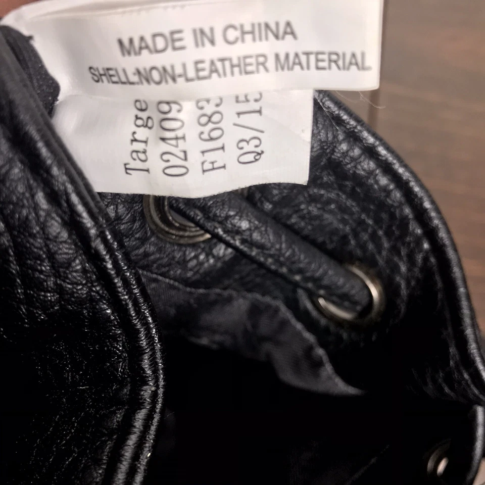 Sam & Libby Black Bucket Purse Shoulder Strap Tassels Faux Pebbled Leather - Image 4 of 4