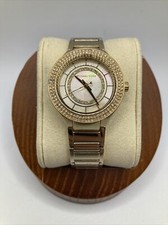 Michael Kors Mini Kerry Ladies 33mm Watch Gold Tone Crystal MOP Dial 6.5 -RUNS