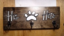 Wall Hanging Wooden Coat/hat hanger three hook "his hers"