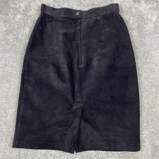 Vintage Express Compagnie International Skirt Womens 7 Black 100 Leather Pencil