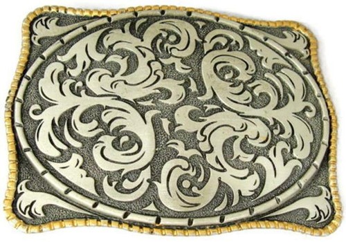 Hebilla de cinturón de plata Western Storming acentos grabados florales borde enrollado - Imagen 8 de 10