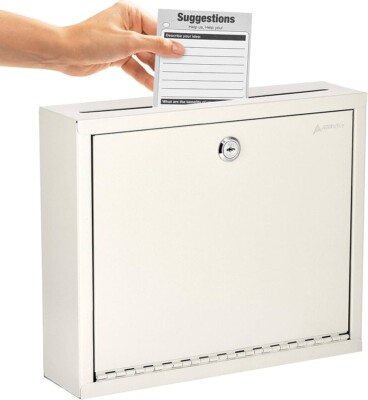 Adir Metal Suggestion Box with Lock and Slot Wall Mount Deposit Box for Payments