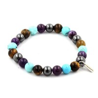 Steine Und Mineralien. Armband Perlen Amethyst + Tigerauge + TüRkis + HäMatit