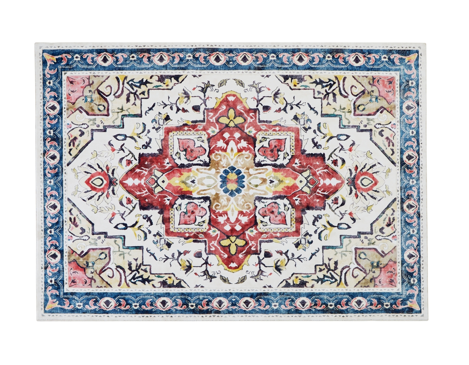 Retro Faux Cashmere Rug Non-Slip Washable for Living Room Bedroom