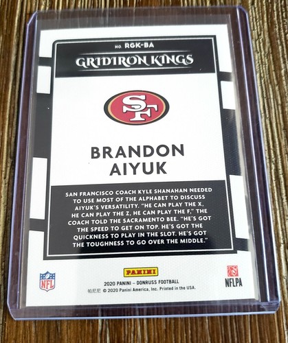 Brandon Aiyuk 2020 Donruss Panini Rookie Gridiron Kings RC #RGK-BA 49ERS - Picture 2 of 2