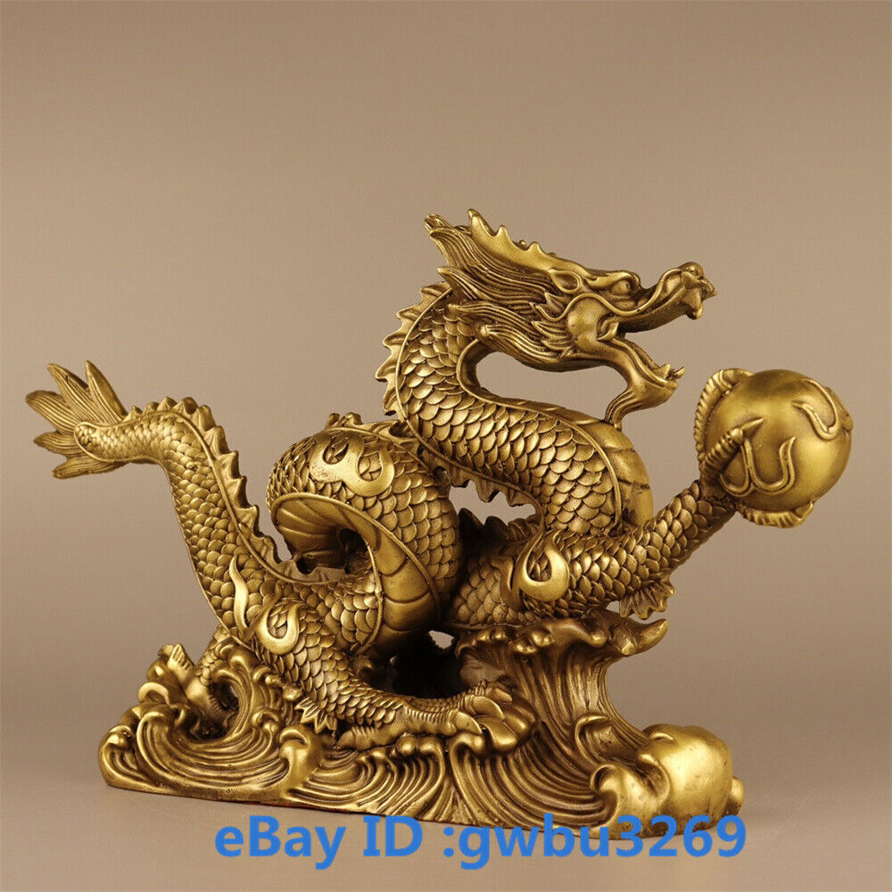 Collect Fengshui Chinese Brass Copper Hand Carved Dragon Statue Collect Fengshui Chinese Brass Copper Hand Carved Dragon Statue