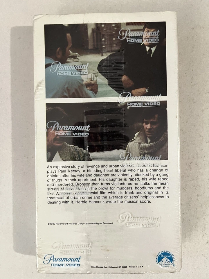 BACK WATERMARKS Death Wish (1974 Film)(1980 VHS) Charles Bronson NEW & SEALED - Image 2 of 4