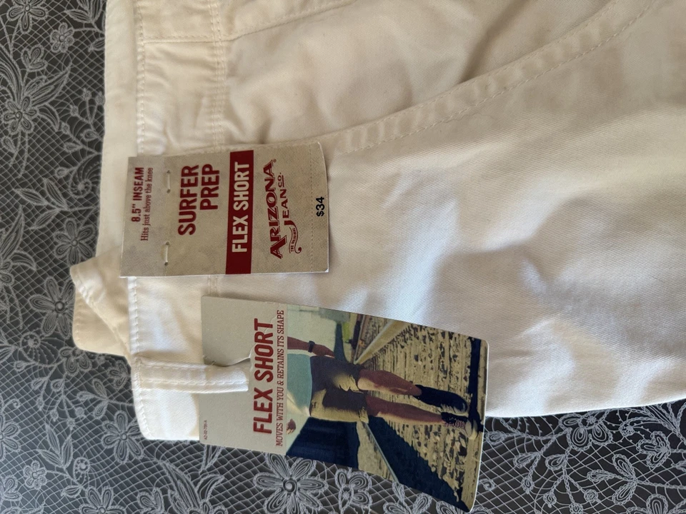 Pantalones Cortos Flexibles Arizona Jean Co Para Hombres Chino Caqui - Cintura 40", Entrepierna 8.5" Nuevo con Etiquetas Foto 3 de 4