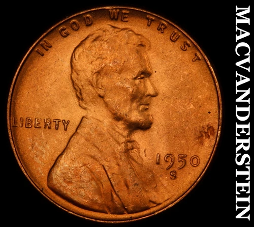 1950-S Lincoln Wheat Cent-Choice Gem BU Lustrous No Reserve #i5720