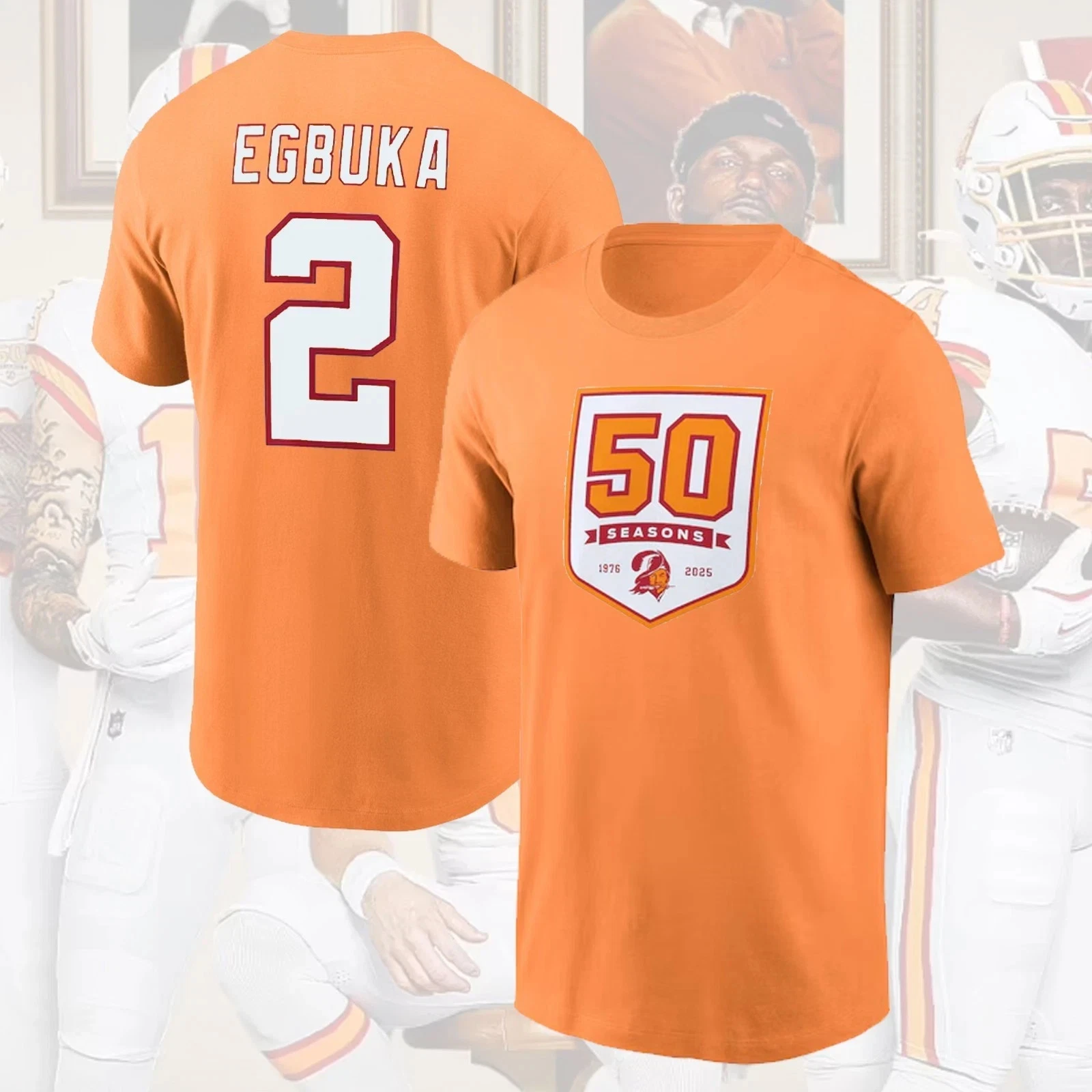 Orange's Tampa Bay Buccaneers 50th Season Name & Number Gift For Fans