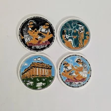 Set of 2 Vintage Hand Made by Niarchos Greece Greek Mythology Stone Coasters 