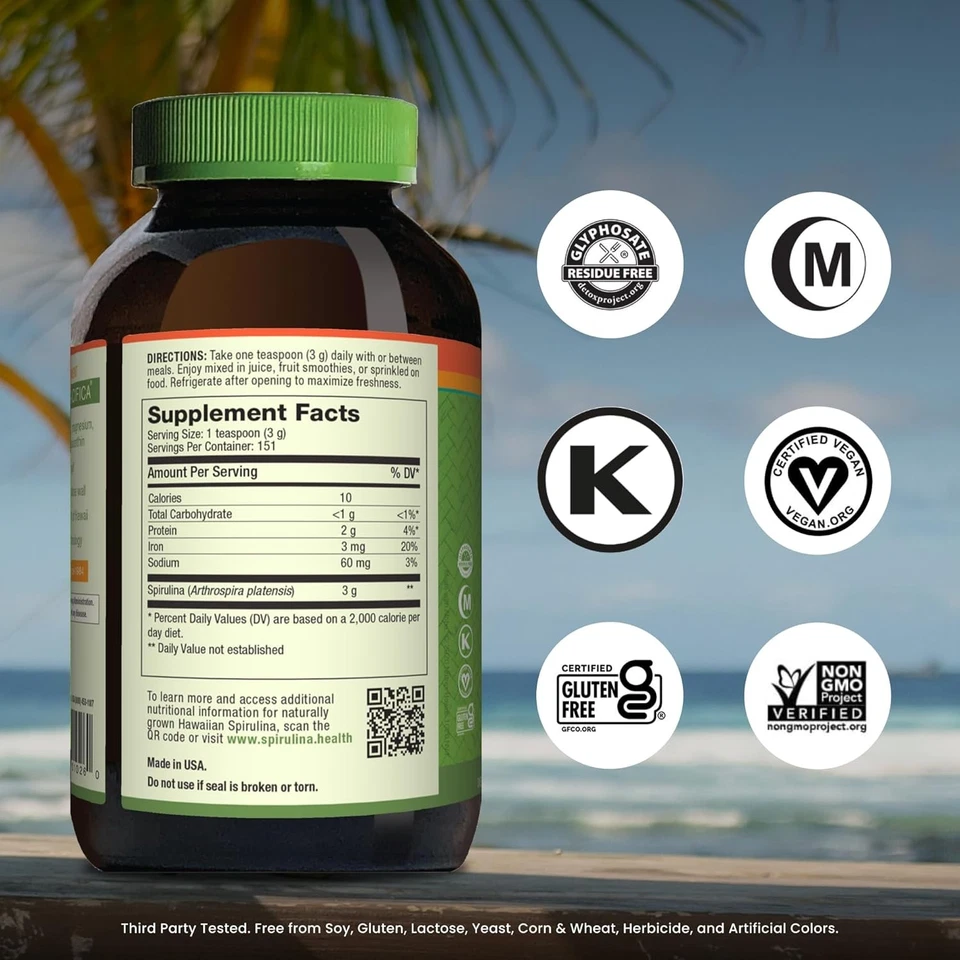 Nutrex Hawaii, Pure Hawaiian Spirulina Powder, Vegan, 16 Ounce (Pack of 1)  - Image 2 of 4