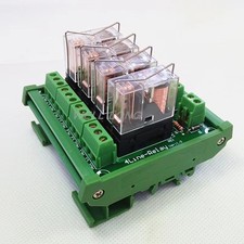 4 Channels DIN Rail Mount 16A Power Relay Interface Module DC 24V PNP/ NPN