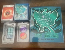 Pokémon TCG Twilight Masquerade ETB Przewodnik, rękawy, kości, karty energetyczne i monety