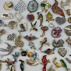 Lot 50 Vintage Now BIRD Collection BROOCH Rhinestone Enamel Costume Jewelry