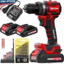20V Cordless Electric Drill Driver 26Pc Set W/ Dual Batteries Impact Bits New