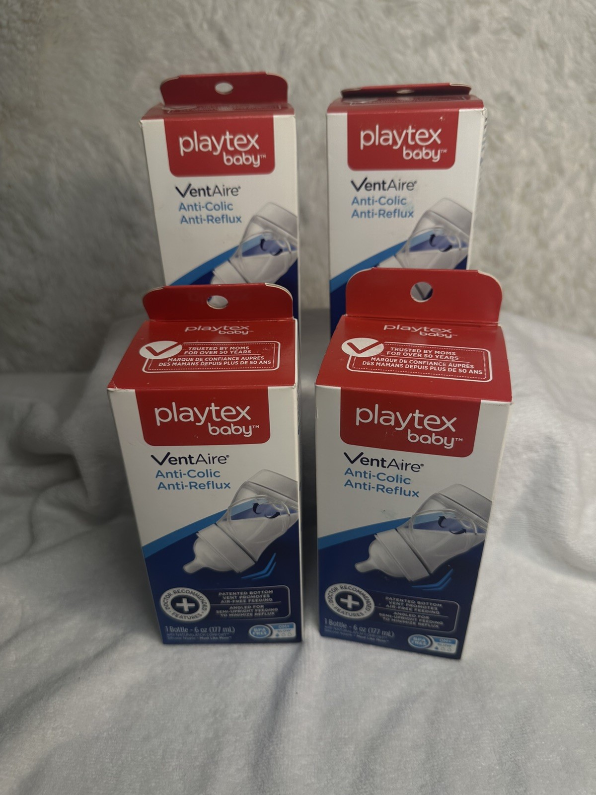4 Playtex Baby Bottle Vent Aire 6oz NEW Anti Colic Anti Refl