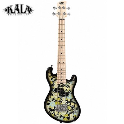 Kala U BASS Solid Body 4-String Floral Black Burst Fretted UBASS-SB-F-BKB-FS