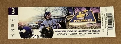 2012 Minnesota Vikings Season Ticket Stub Harrison Smith Harry Hitman NFL Debut