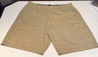 O Neill Bermuda Mens Shorts 38  Waist 12.5 Rise Khaki With Fine White Lines 
