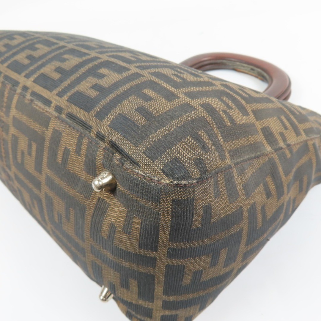Fendi Zucca-patterned vintage handbag in brown nylon canvas for women Auth thumbnail 5