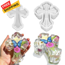 RESINWORLD Fancy Cross Box Silicone Mold, Small Jar Storage Mold with White