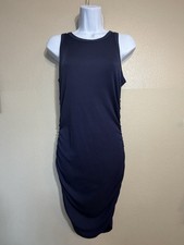 BTFBM Navy Ruched Sleeveless Dress Size Medium Bodycon Summer Comfy Casual