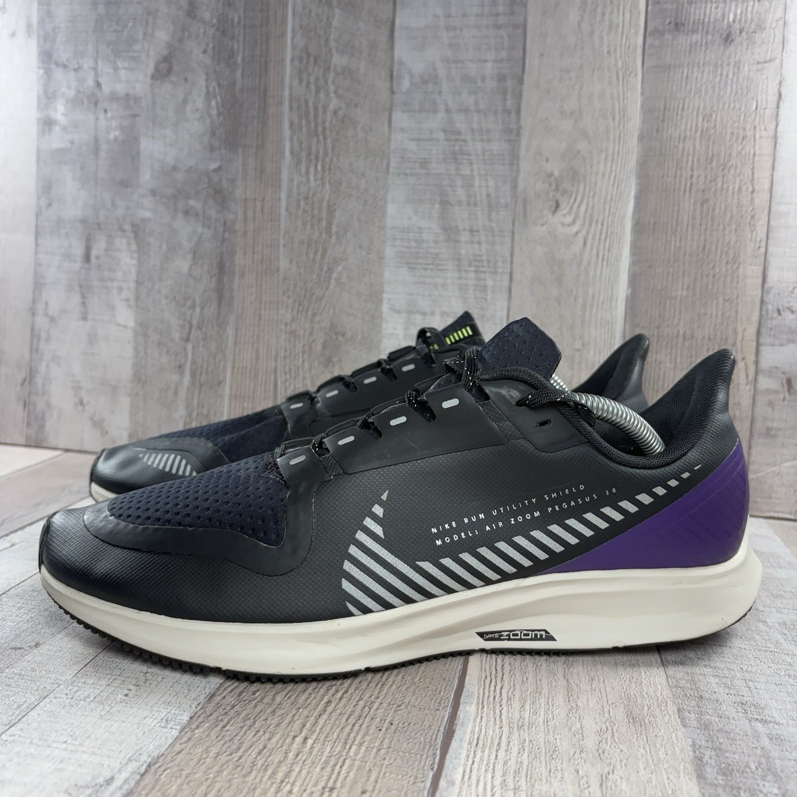 SAOLA Nike Air Zoom Pegasus 36 Shield Uomo 10.5 Scarpe da Corsa Sneakers Sportive Nero
