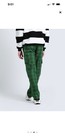 Plaid Cargo Pants Green Black Men's Casual Straight Leg Flat Front — photo 3