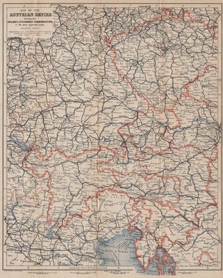 AUSTRIAN EMPIRE WEST railways. Czech Republic Croatia Tyrol Germany 1896 map