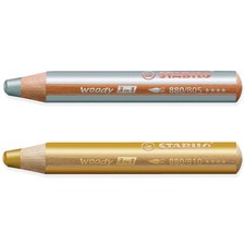 STABILO Multi-talented Pencil woody 3-in-1 - Pack 1 Count Pack of 2 , Silver