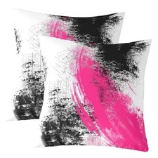 Hot Pink White Black Reversible Throw Pillow 16" x 16" Pack of 1 Multi 17