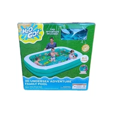 H2OGO! 3D Undersea Adventure Inflatable Family Pool w/ Goggles – Outdoor Fun