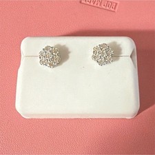 925 Sterling Silver Moissanite Round Stud Ear...