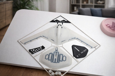 White B-21 Raider 3D Printed Build Kit   Stealth Bomber Aircraft Model Kit