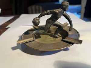 Vintage Bowling Trophy Ashtray Silver plated Midland Michigan Wallace