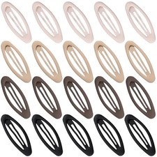 20PCS Oval Metal Snap Clips for Women No Slip Small Matte Black Brown Beige