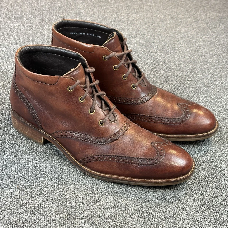 Cole Haan Liam Chukka II Men 10.5 Wingtip Leather Ankle Boots Brogue Lace C11053 - Image 2 of 4