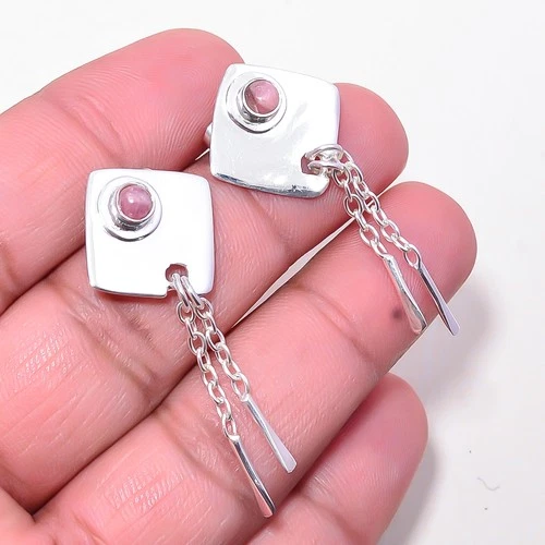 Rhodochrosite - Argentina 925 Sterling Silver Earring 1.72" E30, Christmas Gift