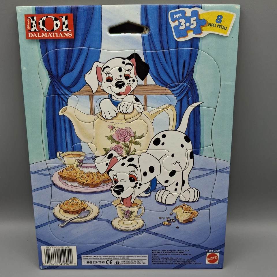 MATTEL Disney 8 Piece Tray Puzzle, Lot of 2, Snow White & 101 Dalmatians, 1996-7 - Image 3 of 4