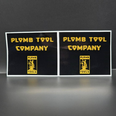 Pair of Plomb Tool Company Vintage Style DECALS, 3 Inch Vinyl STICKERS