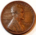 1942 P Lincoln Wheat Cent With Interesting Lamination Error Coin ~ F / VF #A