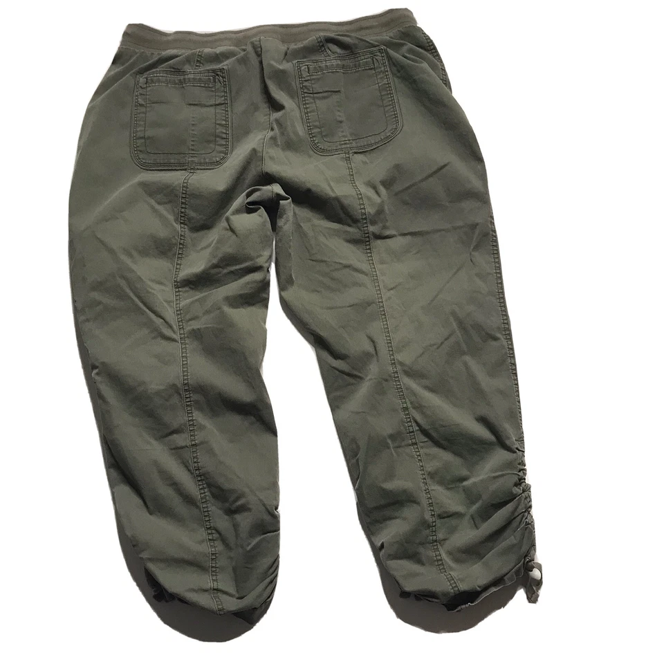 Y2K INC International Concepts Pants 16 Capri Crop Utility Green Grunge Ruched - Изображение 4 из 4