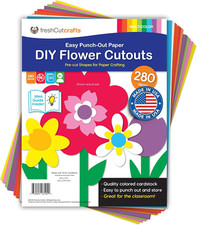 : 280 Pieces of DIY Flower Cutouts with IDEA Guide - 2-Sided Punch Out Tulips, D