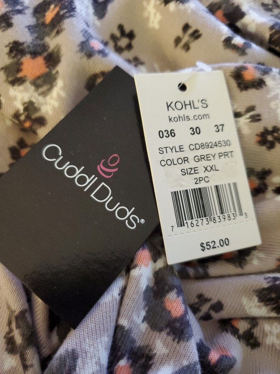 シュプリーム NWT Cuddl Duds XXL Pajama Lounge Top Soft Cozy Grey Animal Leopard