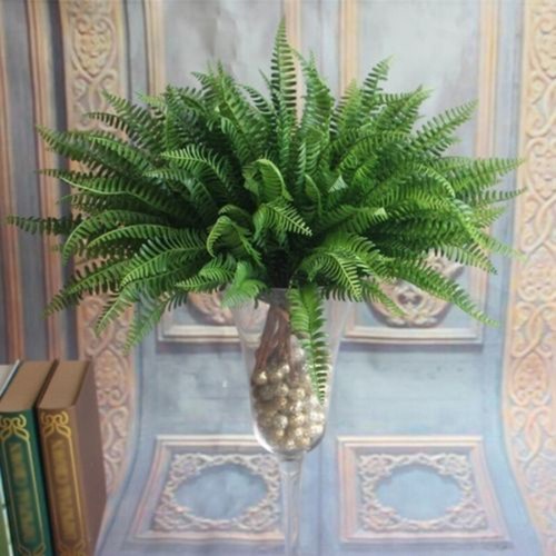 5 Branch Artificial Lifelike Large Boston Fern Plant Green Grass Home Decor Fake - Bild 2 von 3