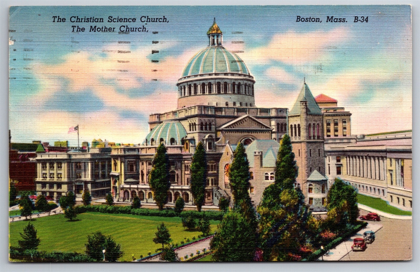 Vintage 1930s Christian Science Mother Church Boston MA Postcard N3